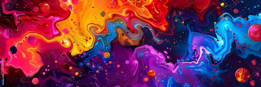 Aufkleber mesmerizing cosmic odyssey of swirling colors and fluid textures a visually captivating digital art 