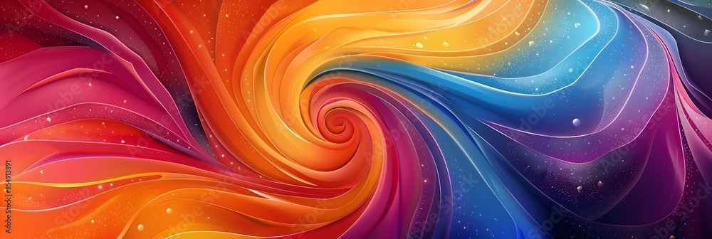 Poster mesmerizing cosmic swirl of vibrant colors and fluid motion