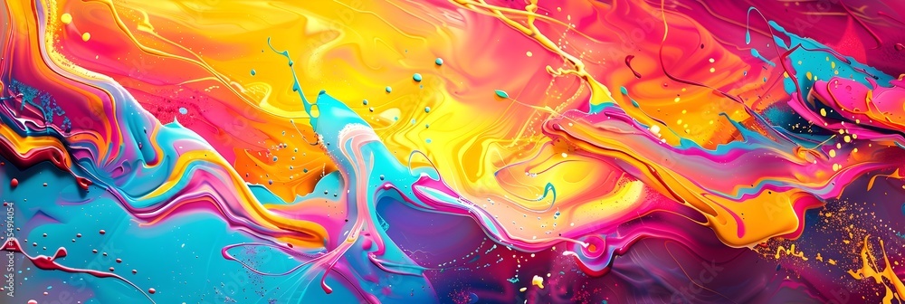 Poster mesmerizing explosion of vibrant colors and fluid dynamics in captivating psychedelic artwork