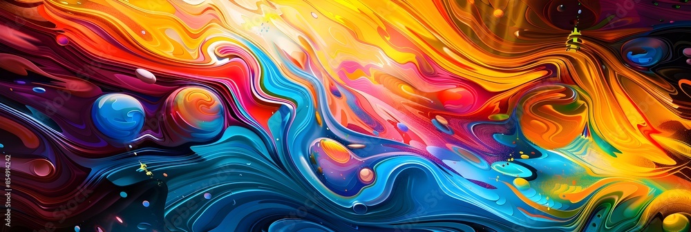 Aufkleber mesmerizing fluid dynamics of vibrant celestial dreamscape
