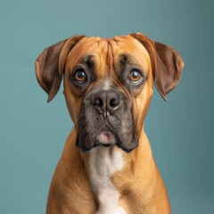 Boxer dog on minimalistic colorful background with Copy Space. Perfect for banners, veterinary ads, pet food promotions, and minimalist designs.