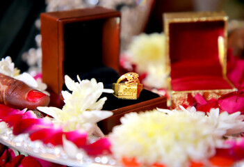 Two Engagement Rings made by gold and diamond for groom and bride