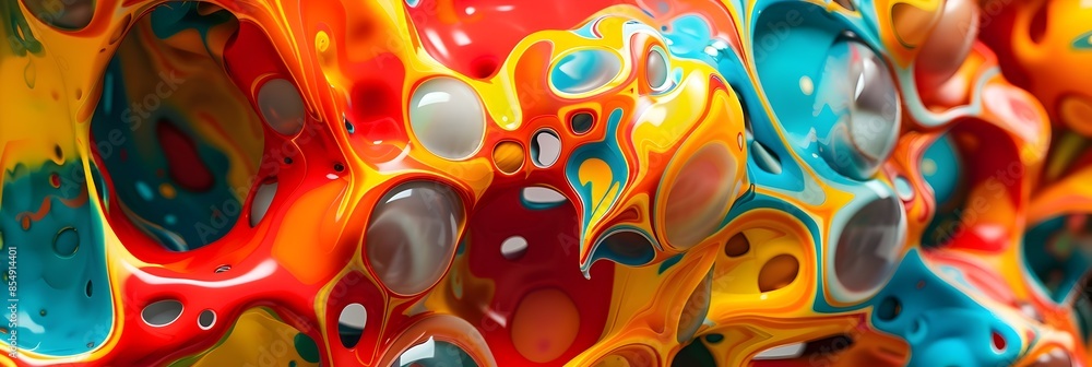 Poster mesmerizing fluid swirls of vibrant captivating colors in a digital abstract art composition