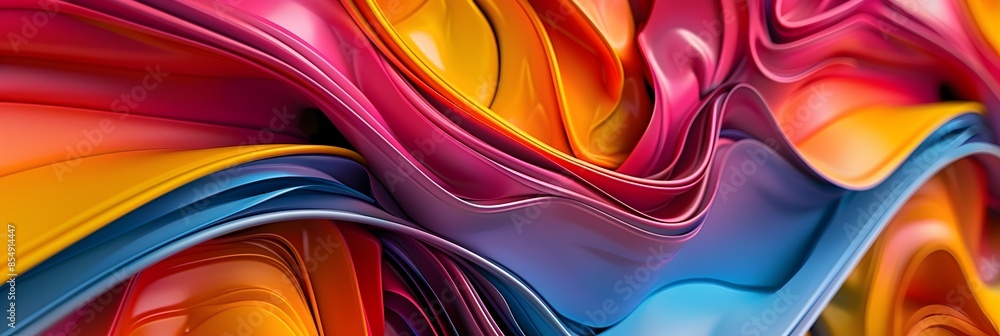 Poster mesmerizing fluid swirls of vibrant color an abstract digital art masterpiece