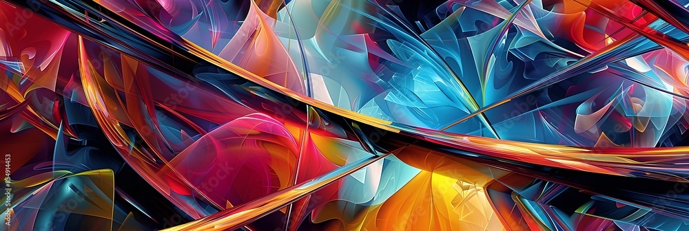 Poster Mesmerizing Fractal Explosion of Vibrant Colors and Dynamic Shapes
