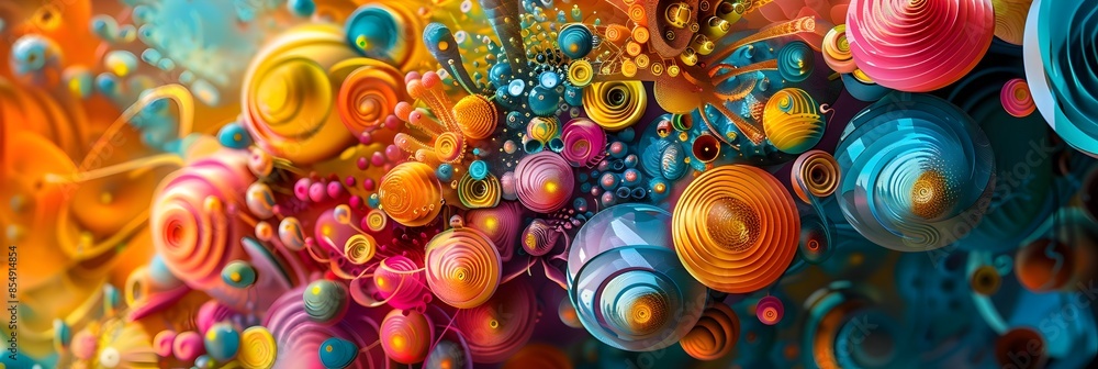 Poster Mesmerizing Multicolored Abstract Digital Art with Vibrant Fluid Patterns and Textures