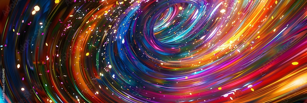 Poster radiant cosmic swirl of vibrant energy and color a mesmerizing abstract digital art composition