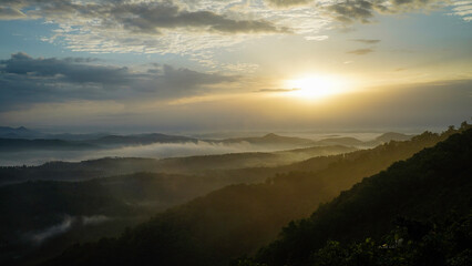 Obraz premium Glimpses of Mini Ooty Malappuram Kerala, India. and evening sunset.