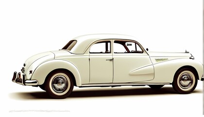 Obraz premium Retro old car on a white background, Ai Generated