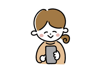 スマートフォンを見る女性