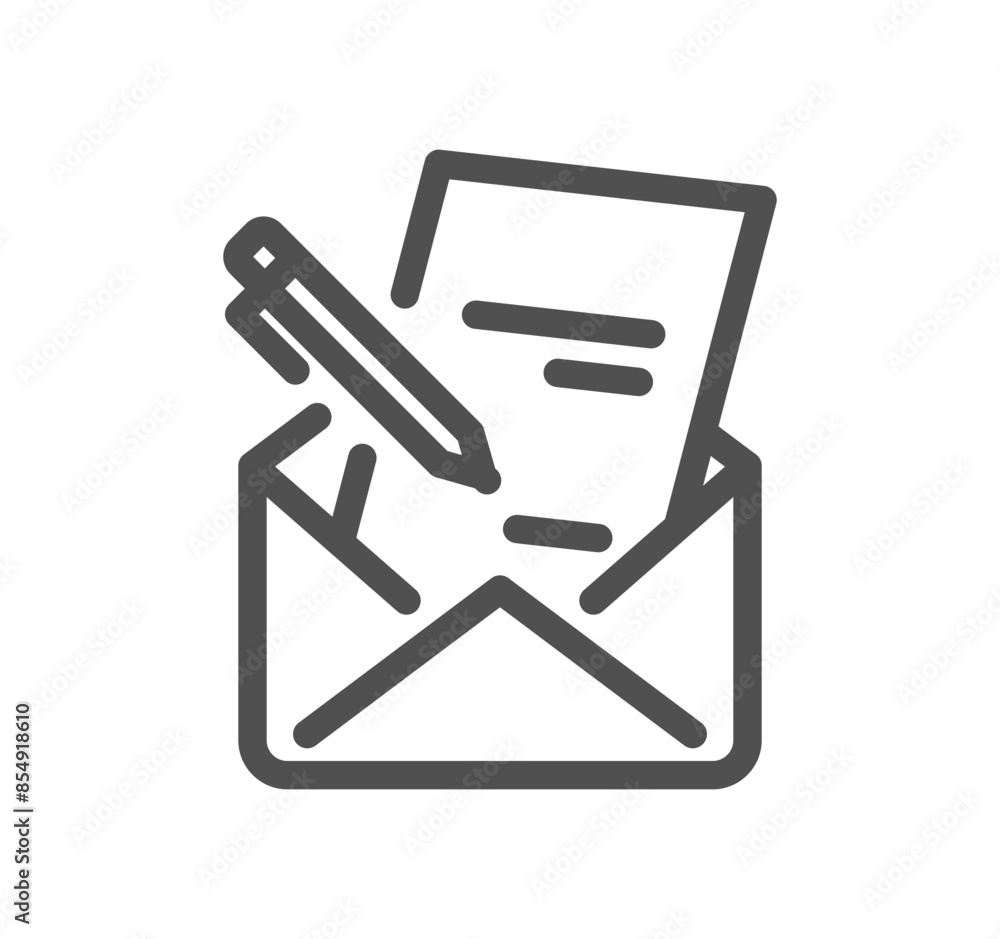 Poster mail related icon outline and linear vector.