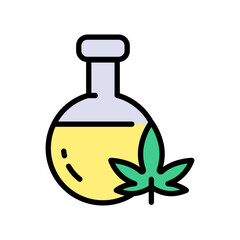 Hemp oil color icon. Cannabis oil bottle flat vector icon. Simple sign for mobile concept and web design. Symbol, logo illustration. Vector graphics