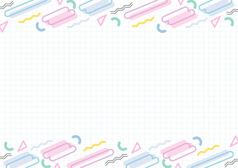 レトロポップなフレーム背景　昭和平成レトロ　メンフィス　サイズ比率3:4　横