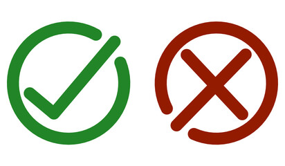 Colored true and false icons with circle borders