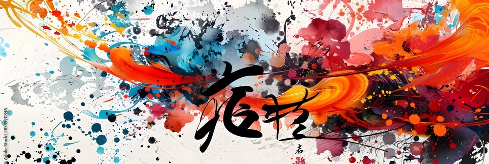 Aufkleber vibrant abstract expression of colorful fluid motions and explosive energetic splashes