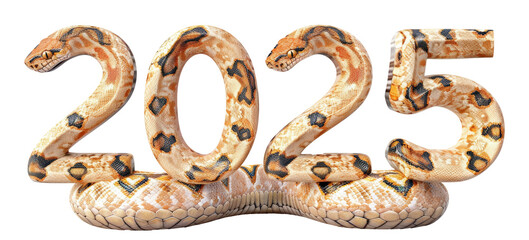 Naklejka premium Snake 3D text 2025 on the transparent background