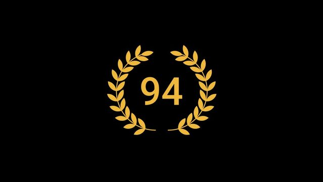 94 Number Laurel wreath Animation transparent background 