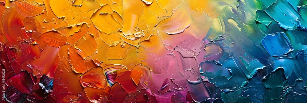 Poster vibrant abstract expressionistic acrylic painting with fluid brushstrokes and captivating color pale