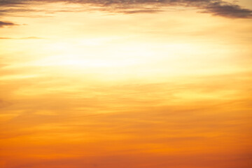 Beautiful , luxury soft gradient orange gold clouds and sunlight on the blue sky perfect for the background, take in everning,Twilight, Large size, high definition landscape photo