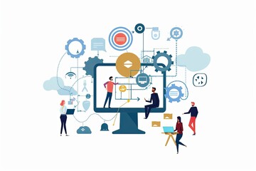 Conceptual Technology Flat Illustration created with Generative AI