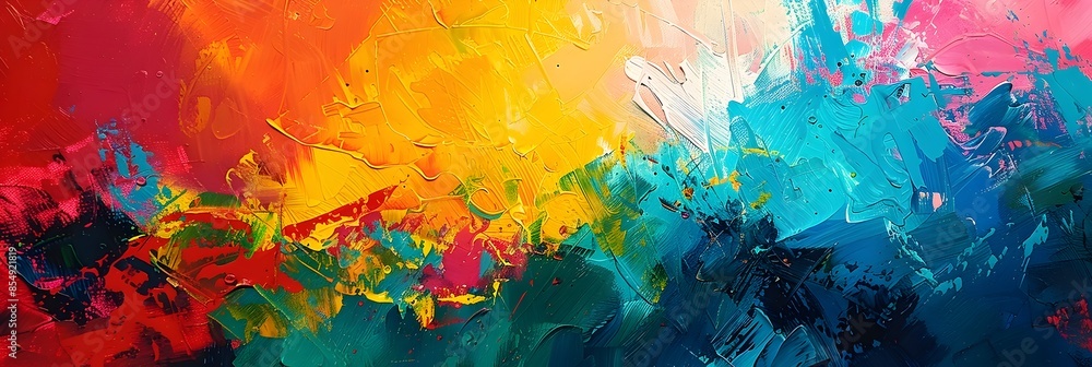 Poster vibrant abstract painting expressing dynamic emotions and imagination