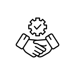 Cooperation outline icons, minimalist vector illustration ,simple transparent graphic element .Isolated on white background