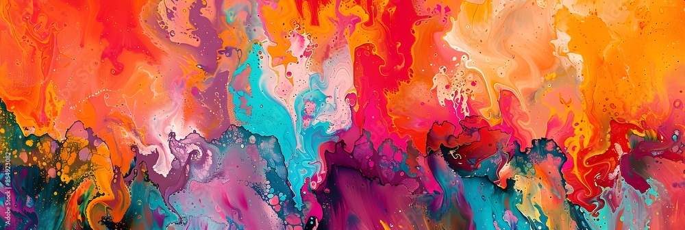 Poster vibrant acrylic explosion of color and emotion abstract expression