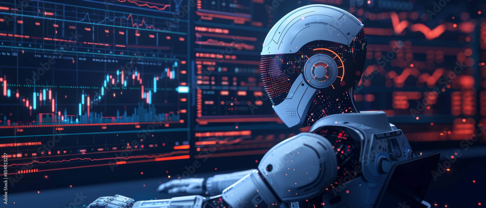 Poster explore how ai is revolutionizing finance and banking through algorithmic trading for the future of 