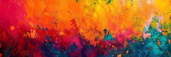 Fototapeta premium Vibrant and Captivating Abstract Painting Showcasing a Harmonious Blend of Expressive Brushstrokes and Bold Chromatic Splashes