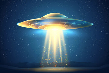 UFO spaceship alien craft illustration, space alien flying saucer concept illustration