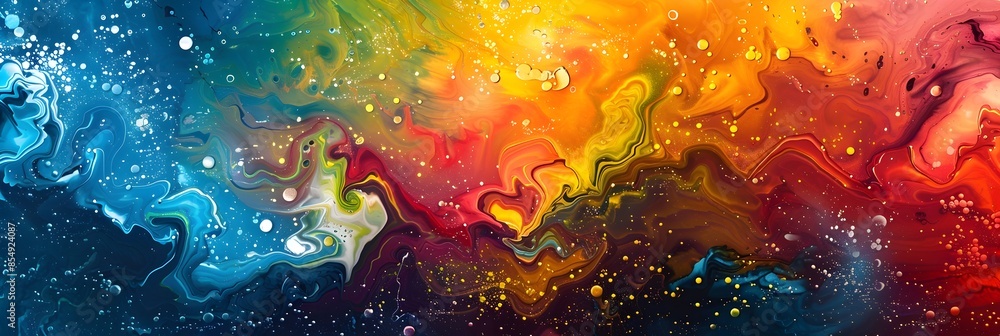 Poster vibrant and cosmic fluid explosion of color and light captivating and mesmerizing digital art abstra