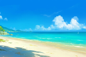 Summer seaside travel vacation illustration background, Beginning of Summer solar term natural scenery seaside vacation activities