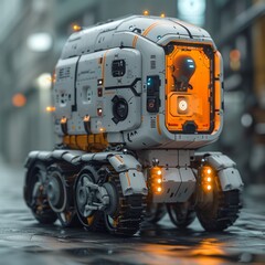 Fototapeta premium Modern vehicles are used to transport medical equipment and food.