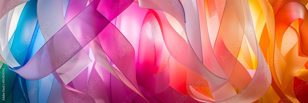 Poster vibrant and dynamic abstract shapes in captivating prismatic color gradients
