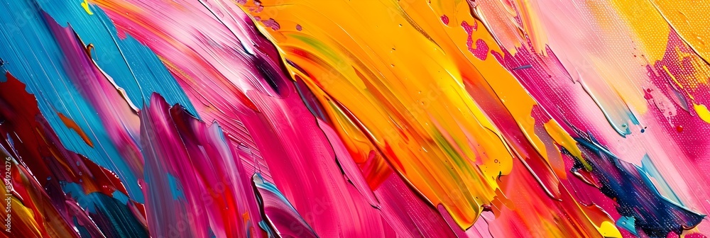 Poster Vibrant and Dynamic Explosion of Colorful Abstract Paint Flowing and Blending