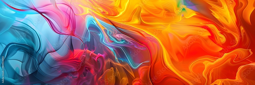 Poster vibrant and fiery abstract composition capturing the essence of creativity and dynamism
