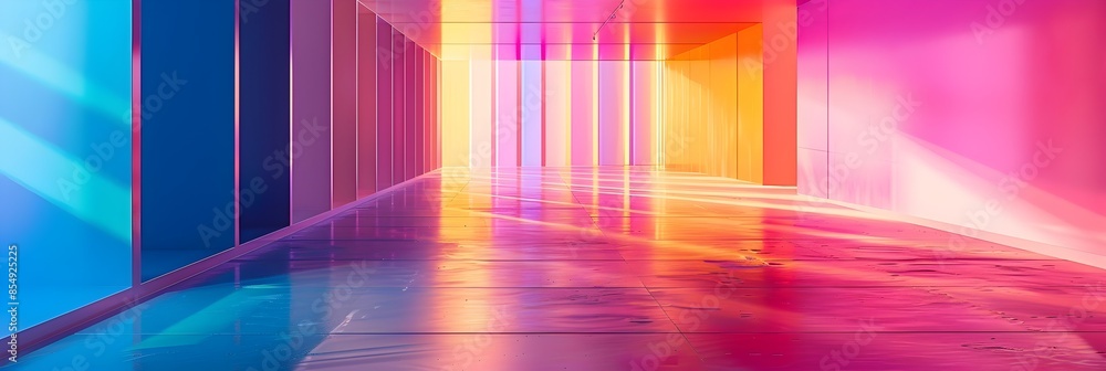 Poster vibrant and immersive digital corridor a futuristic architectural masterpiece of light color and sym
