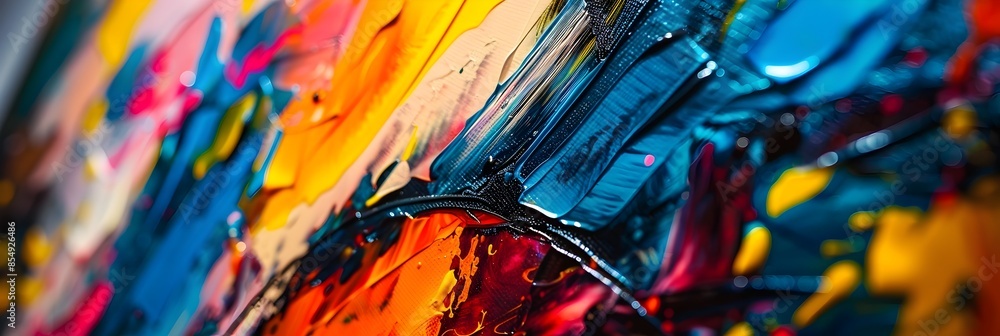 Poster Vibrant Brushstrokes Highlighting Dynamic Color and Texture
