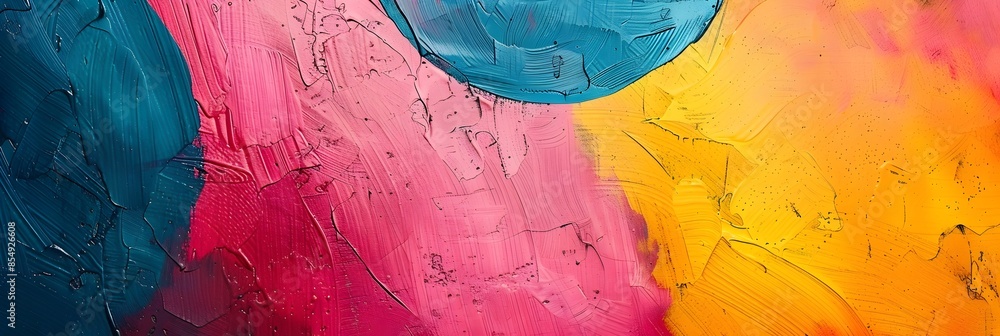 Poster Vibrant Brushstrokes of Color and Movement in an Expressive Abstract Composition