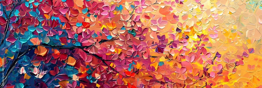 Fototapete Vibrant Burst of Colorful Abstract Floral Patterns and Shapes in Mesmerizing Kaleidoscopic Display