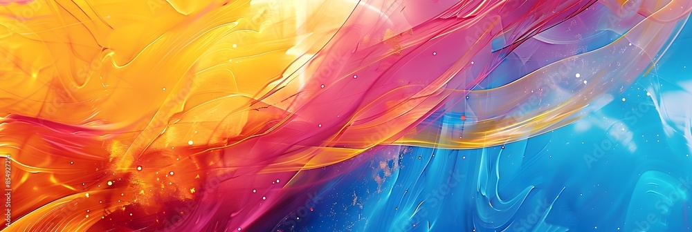 Poster vibrant celestial fusion an ethereal dance of light color and motion