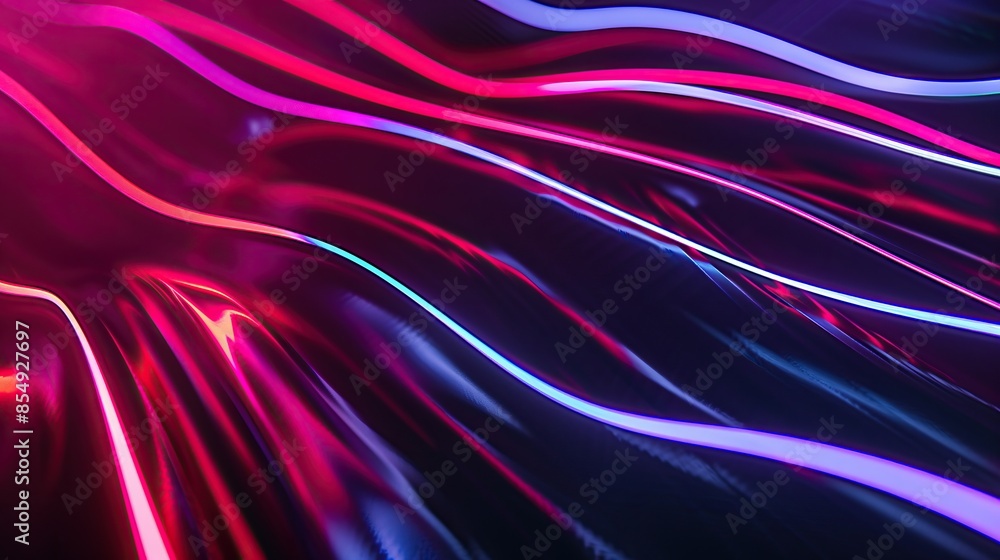 Aufkleber abstract motion speed lines in red blue neon light waves flowing dynamic background modern design