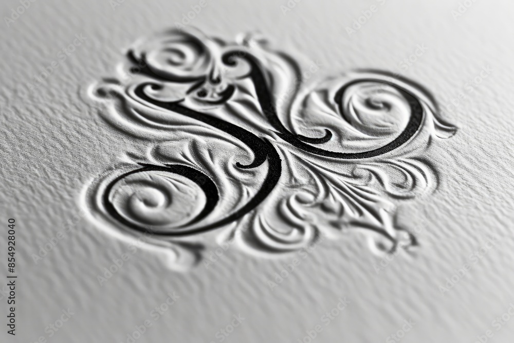 Poster a vase with roses and a monogram on it, simple and classic monogram design