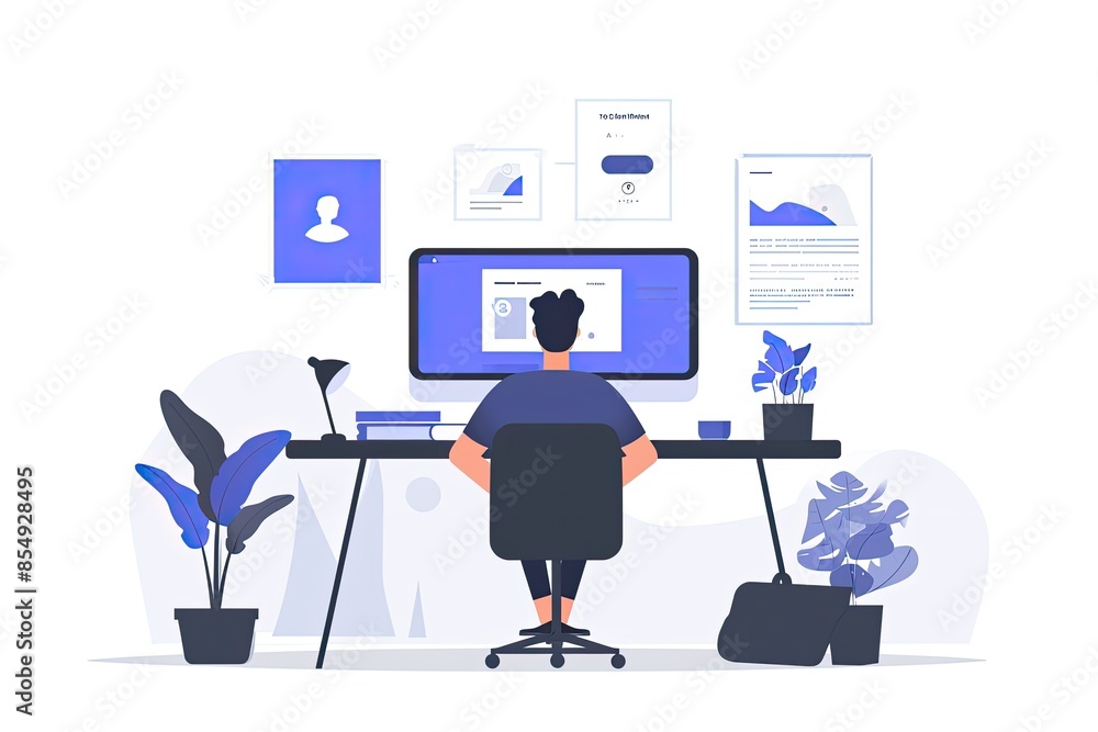Poster a laptop computer sitting on top of a desk, visually striking product launch landing page
