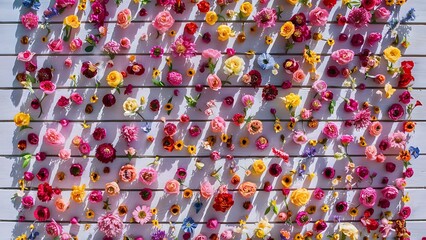 Floral pattern on white wooden background