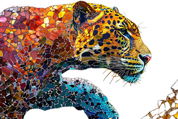A vibrant mosaic-style depiction of various animals, showcasing intricate patterns and colorful artistry.