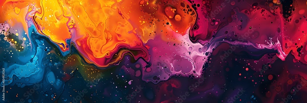 Aufkleber vibrant cosmic fluid abstraction depicting swirling energetic motion and captivating chromatic patte