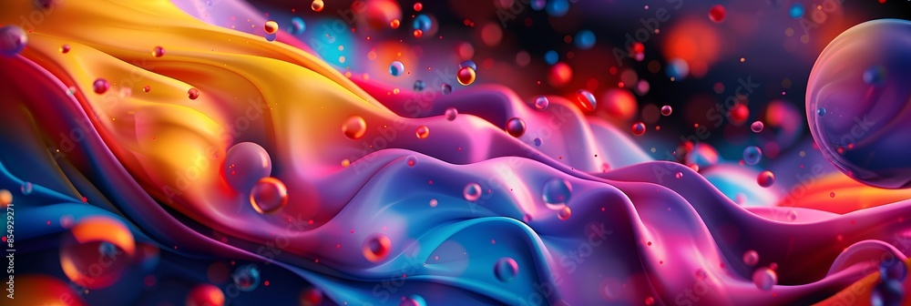 Aufkleber vibrant cosmic fluid flows captivating digital art of surreal celestial landscapes and mesmerizing k