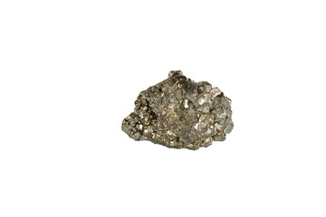 pyrite mineral stone macro on white background