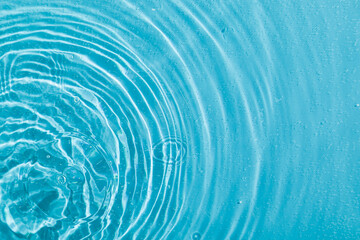 drops on water with circles on a blue background